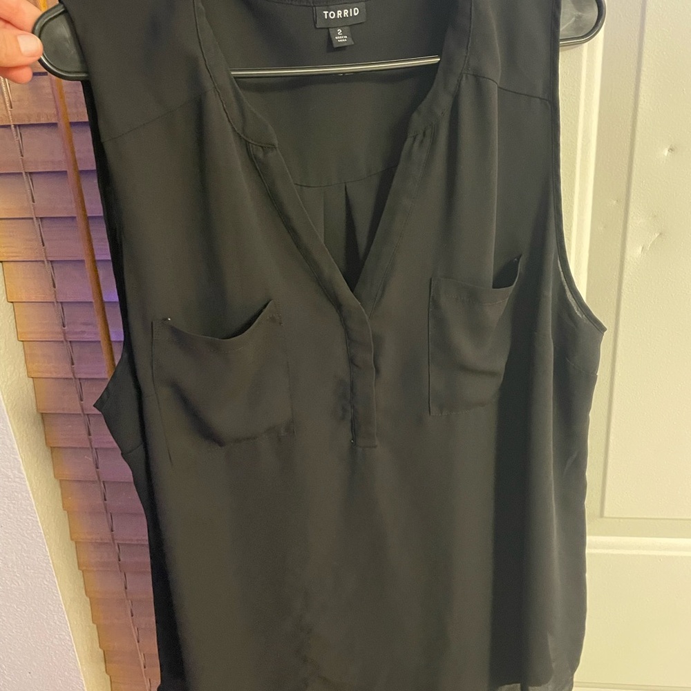 Torrid Black V-Neck Sleeveless Blouse